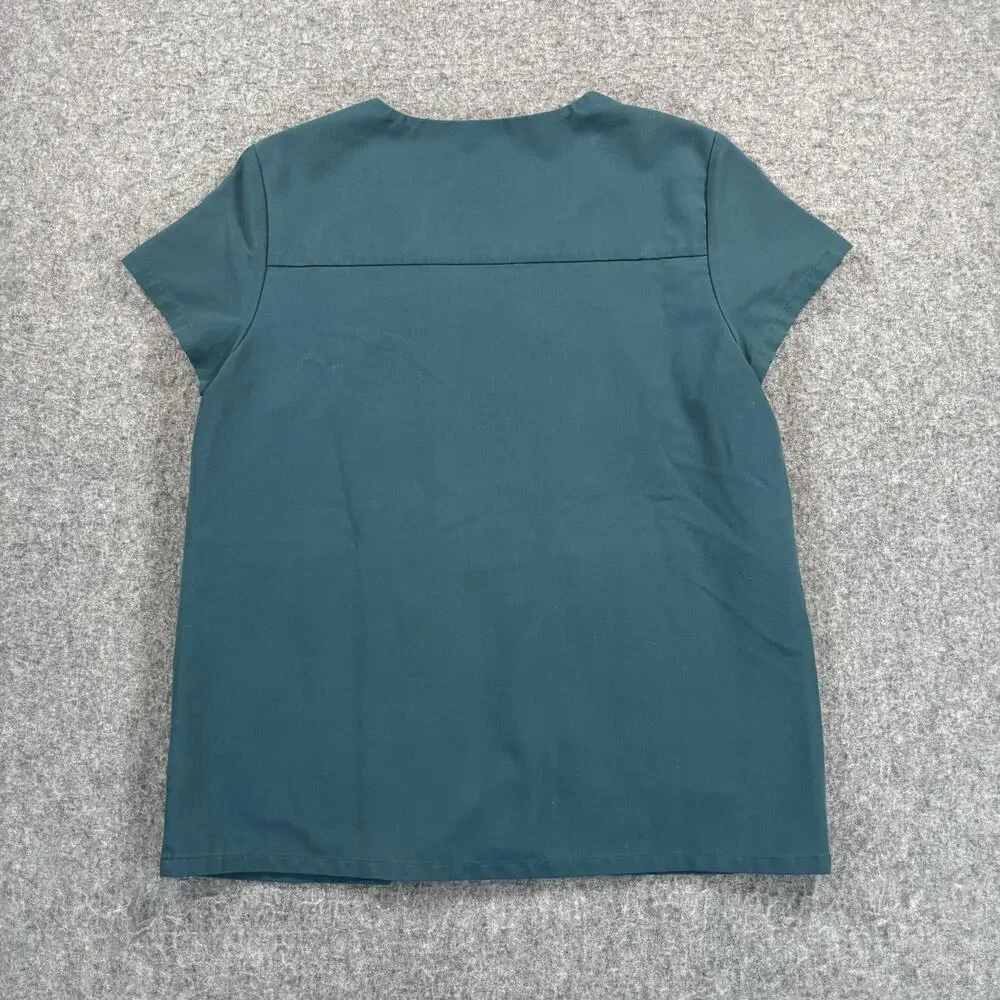 FIGS Technical Collection Casma Scrub Top Women S Dark Teal V-Neck 3-Pocket